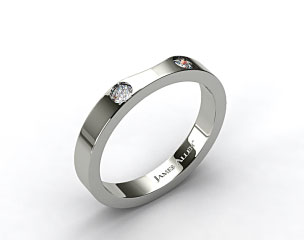18k White Gold 0.06ct Slightly Curved Round Brilliant Diamond Wedding Ring